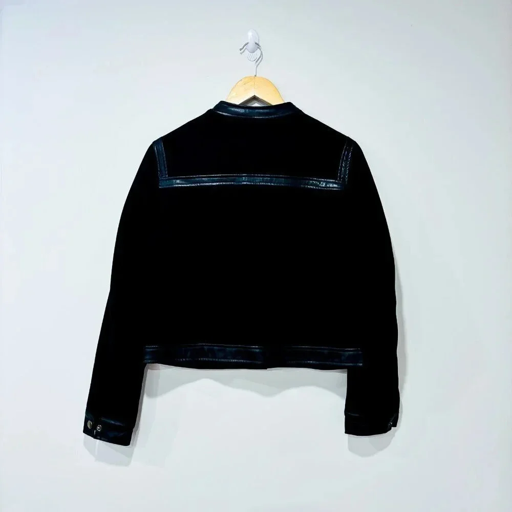 SAN FRANCISCO Black suede and faux leather blazer - Picture 8 of 8